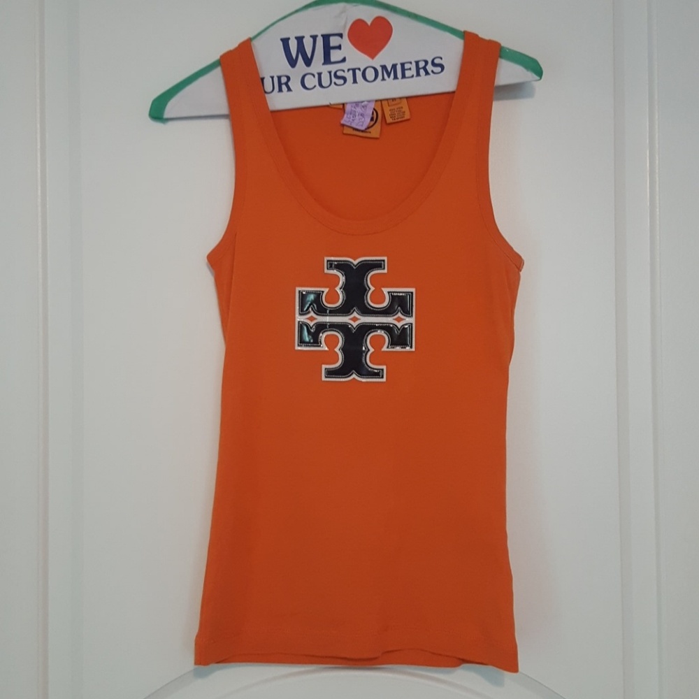 Tory Burch XS Logo Orange Tank Top